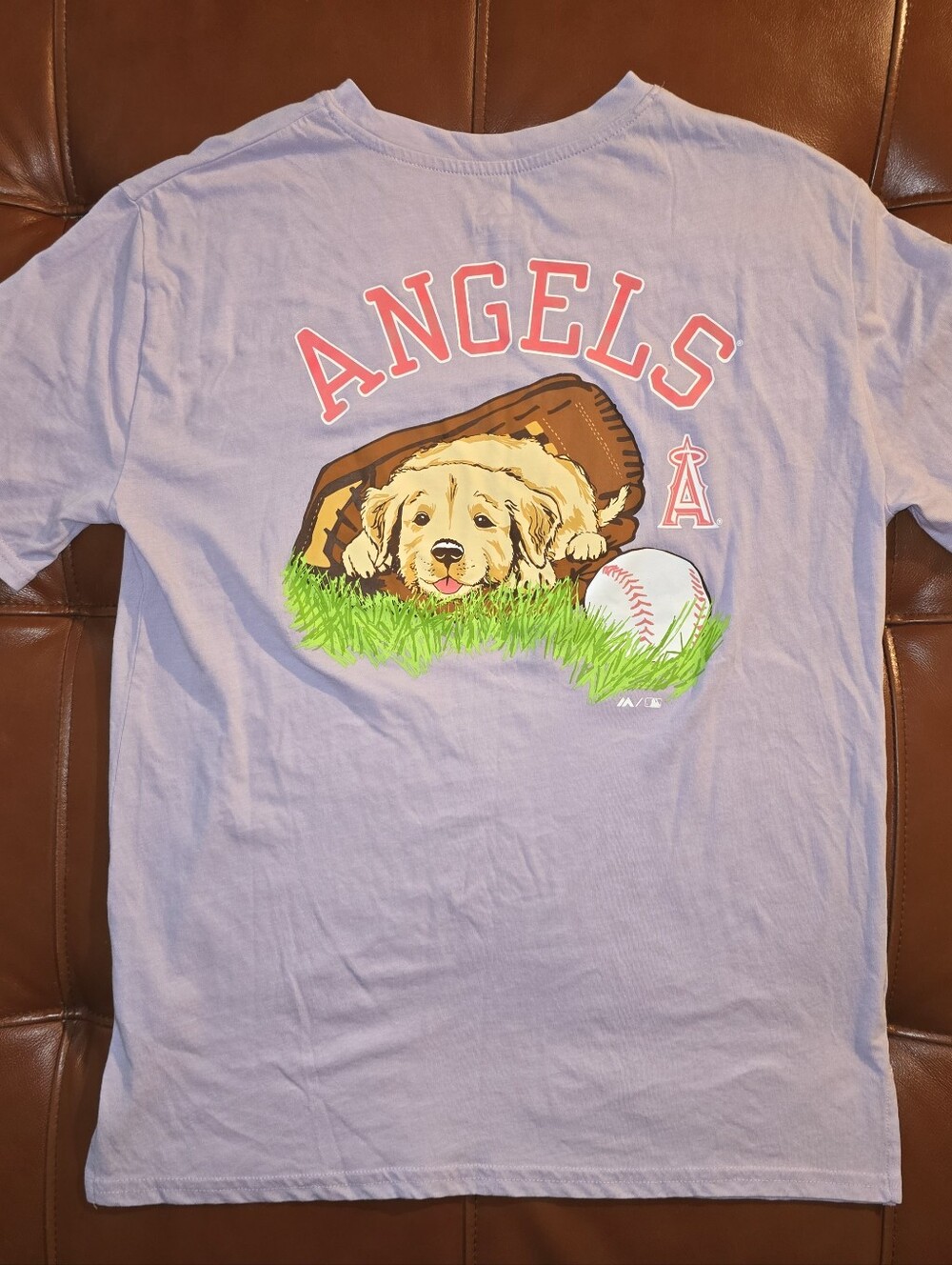 Angels Baseball  Lavender Puppy Graphic Dog Tee - Pink Accents
